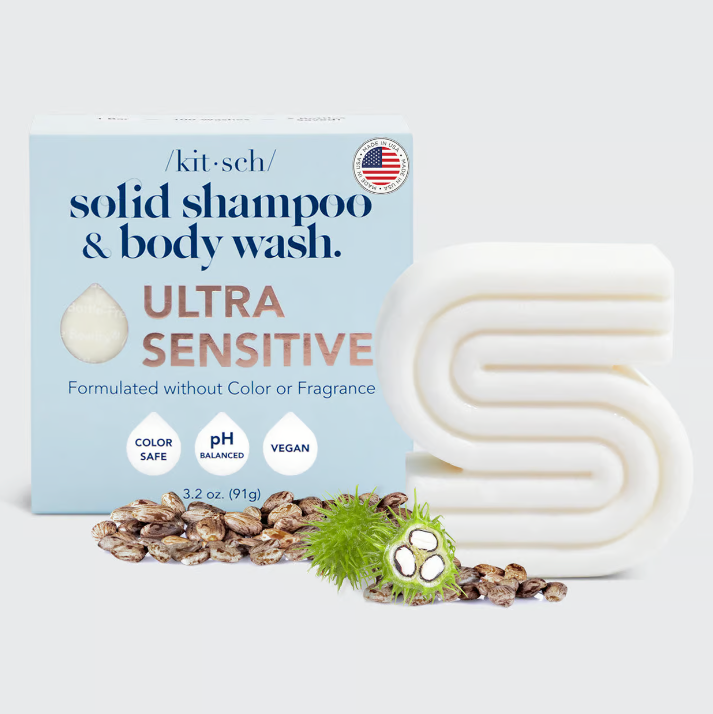 Kitsch Ultra Sensitive Shampoo & Body Wash Bar Fragrance Free - Life Before Plastic
